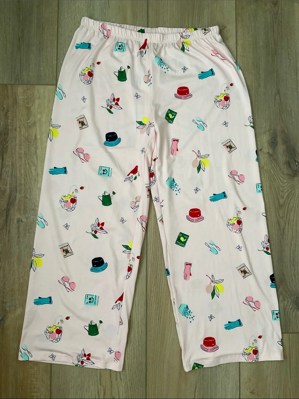 NWT Kate Spade Garden Print Short Sleeve Cropped Pajama Set Size S Pink